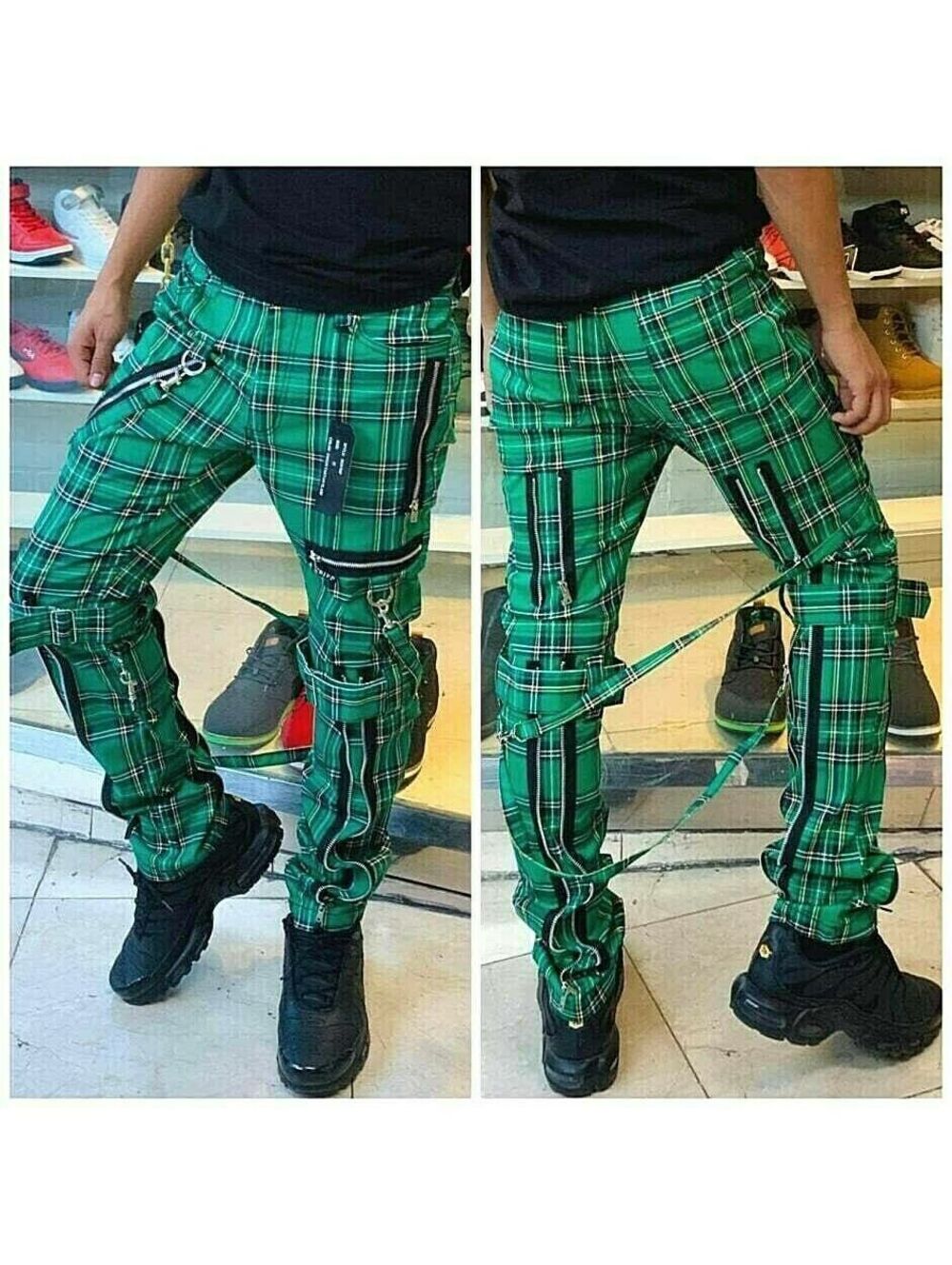 Men's Green Plaid Fashion Pants